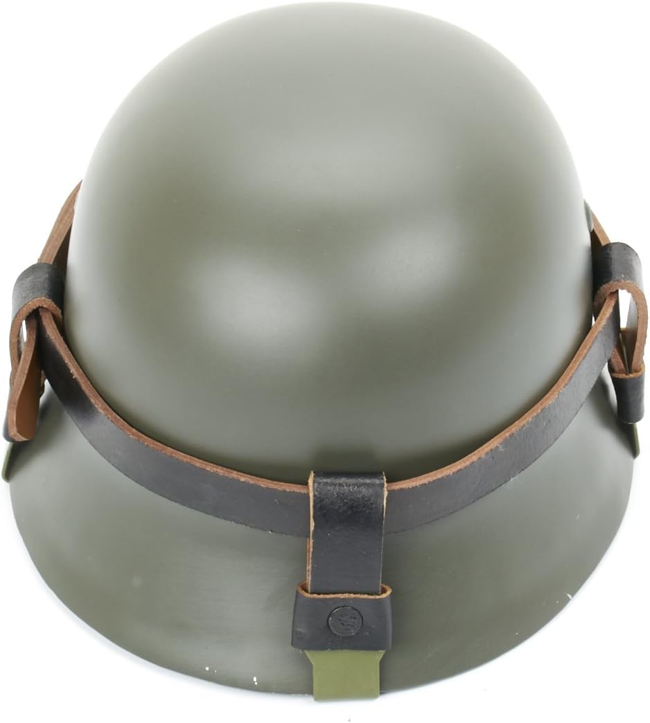German WWII Helmet Black Leather Carry Strap with Metal Fittings (Helmet not included)