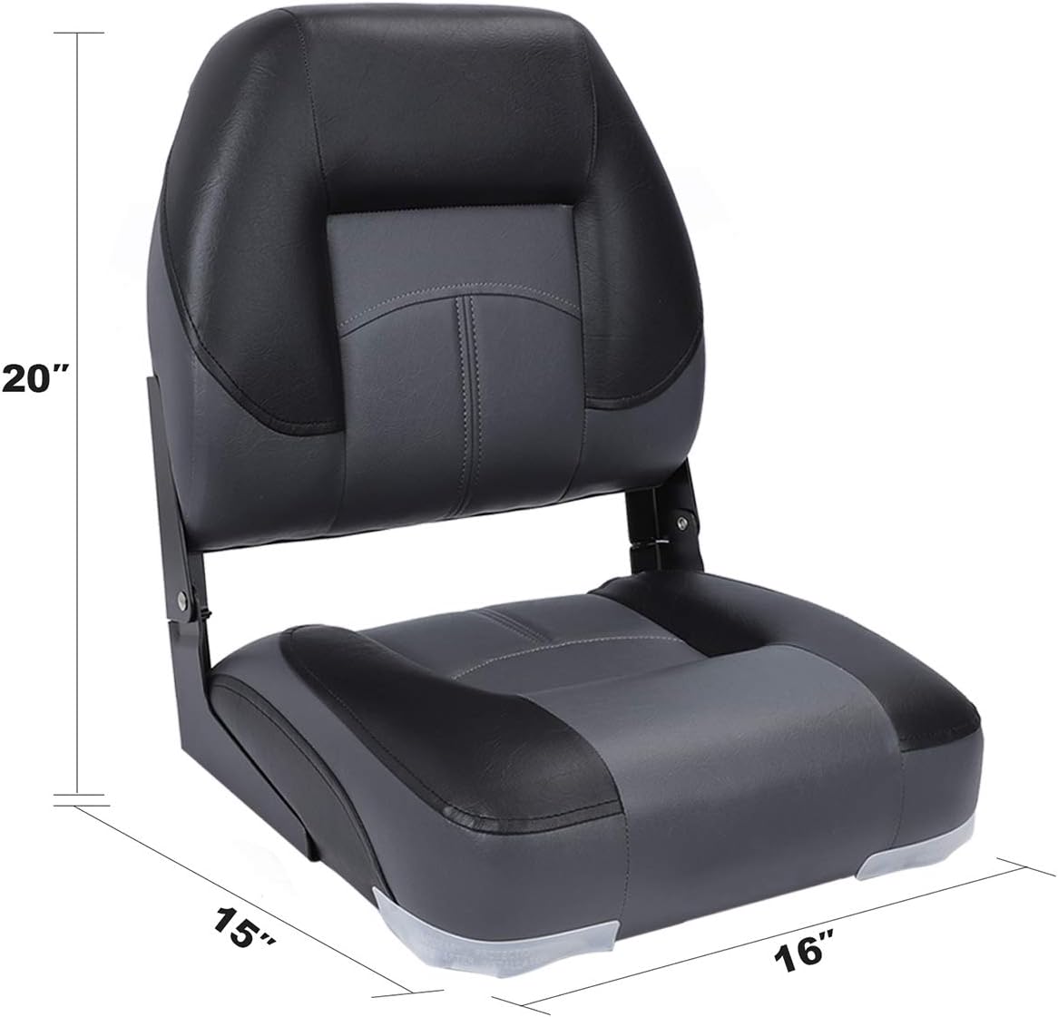 NORTHCAPTAIN T1 Deluxe Low Back Folding Fishing Boat Seats 2 Pack - Premium Bass/Jon/Pontoon Boat Chairs,4 Mounting Screws Included