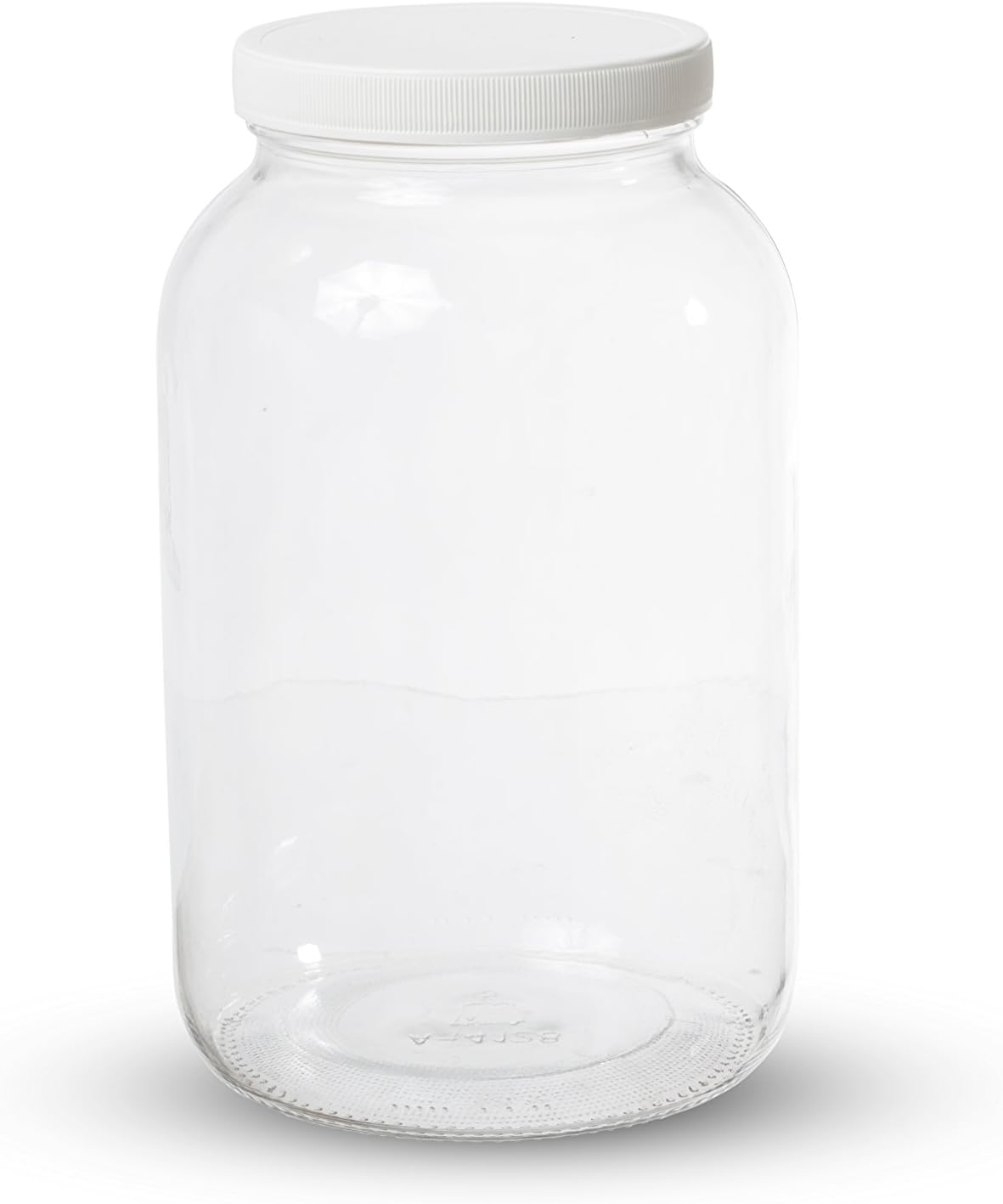 1 Gallon Glass Wide Mouth Kombucha Brewing Mason Jar - Home Brewing and Fermenting Kit with Cotton Cloth Filter, Rubber Band and Plastic Lid (1 Jar)