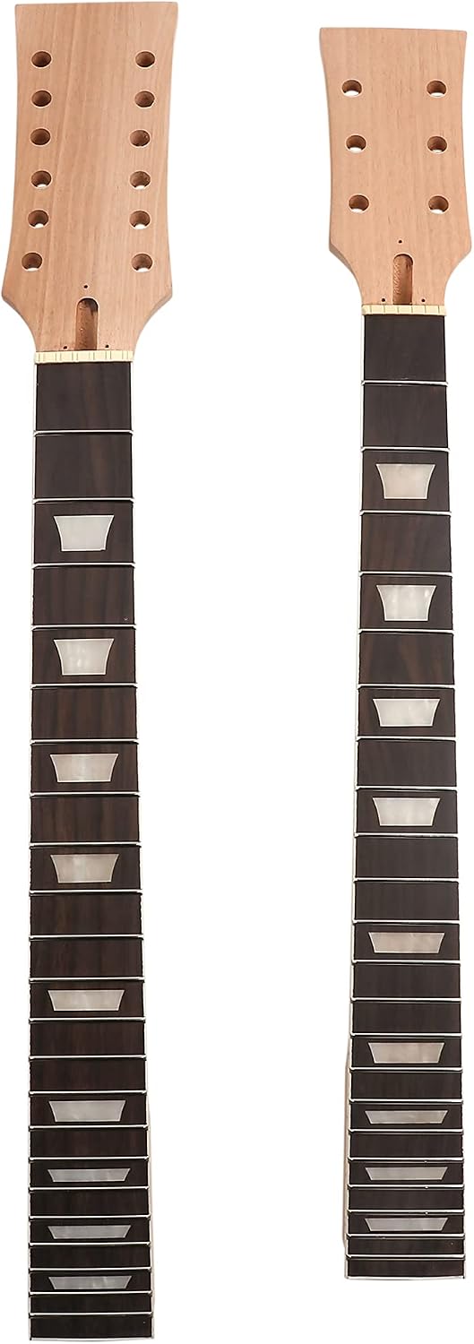 DIY Electric Guitar Kit Double Neck 12 String Beginner Guitar Kit | Mahogany Body, Mahogany Neck, Rosewood Fretboard, Right Handed, Chrome Hardware