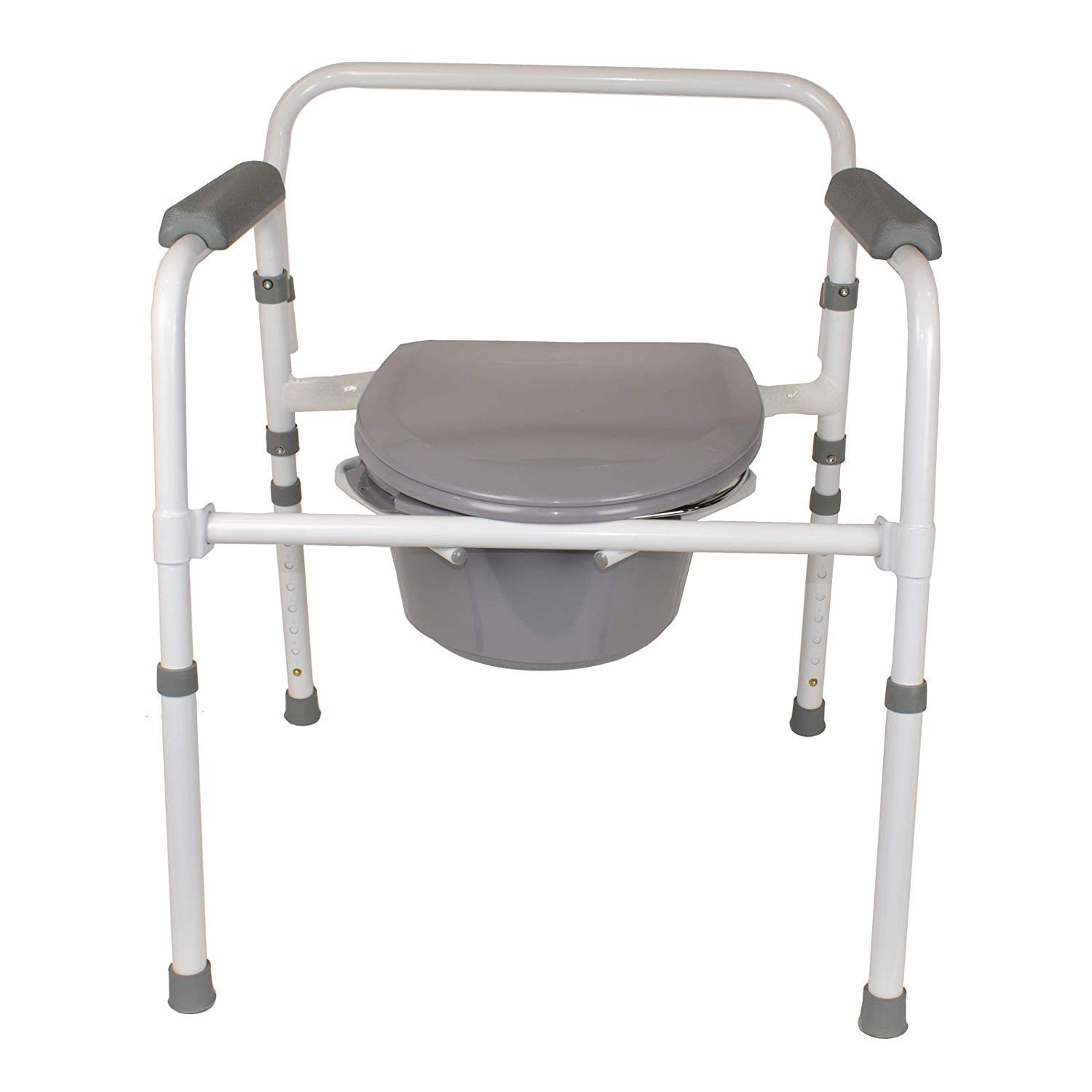 Homecraft Steel Commode, Portable Toilet, Metal Toilet Bowl and Bucket for Bedside Bathroom Use
