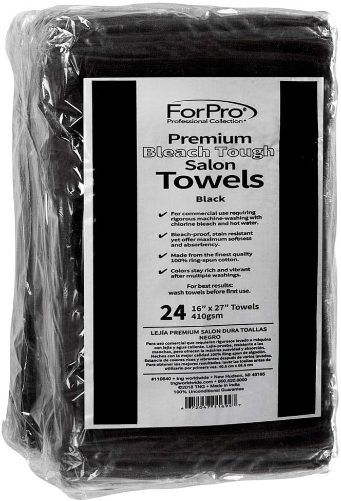 ForPro 24ct Bleach Tough Salon Towels, 16Wx27L in, Cool Grey, 100% Cotton | for Salon, Spa & Gym Use, Hand Towels, Bleach-Safe Salon Towels, Absorbent Spa Towels, Barber Towels, Salon & Spa Essentials