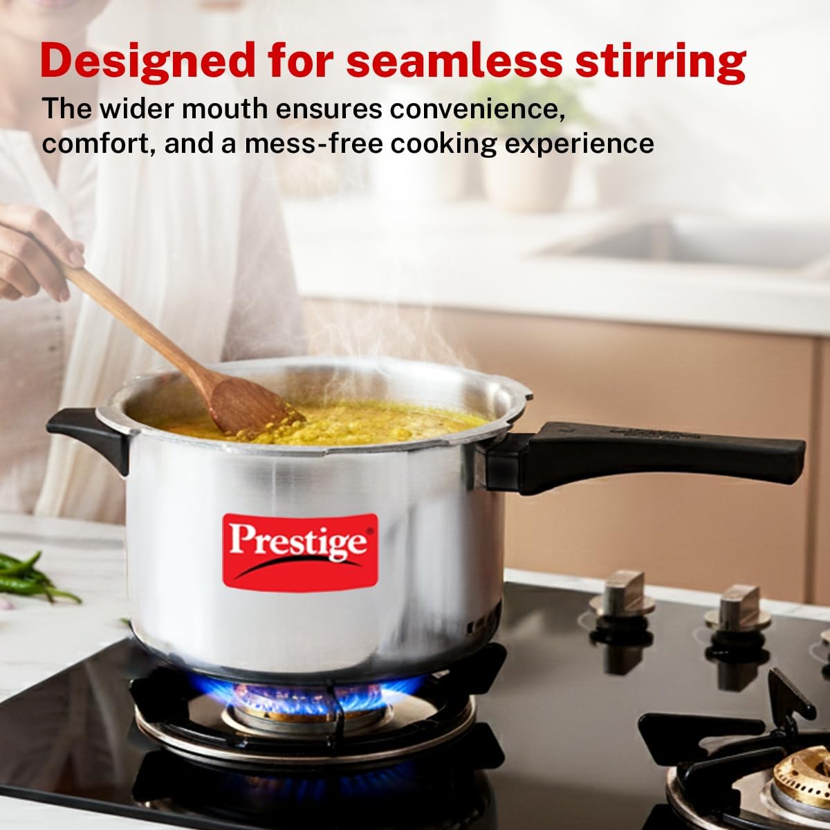 Prestige Popular Aluminum Pressure Cooker, 5 L, Silver