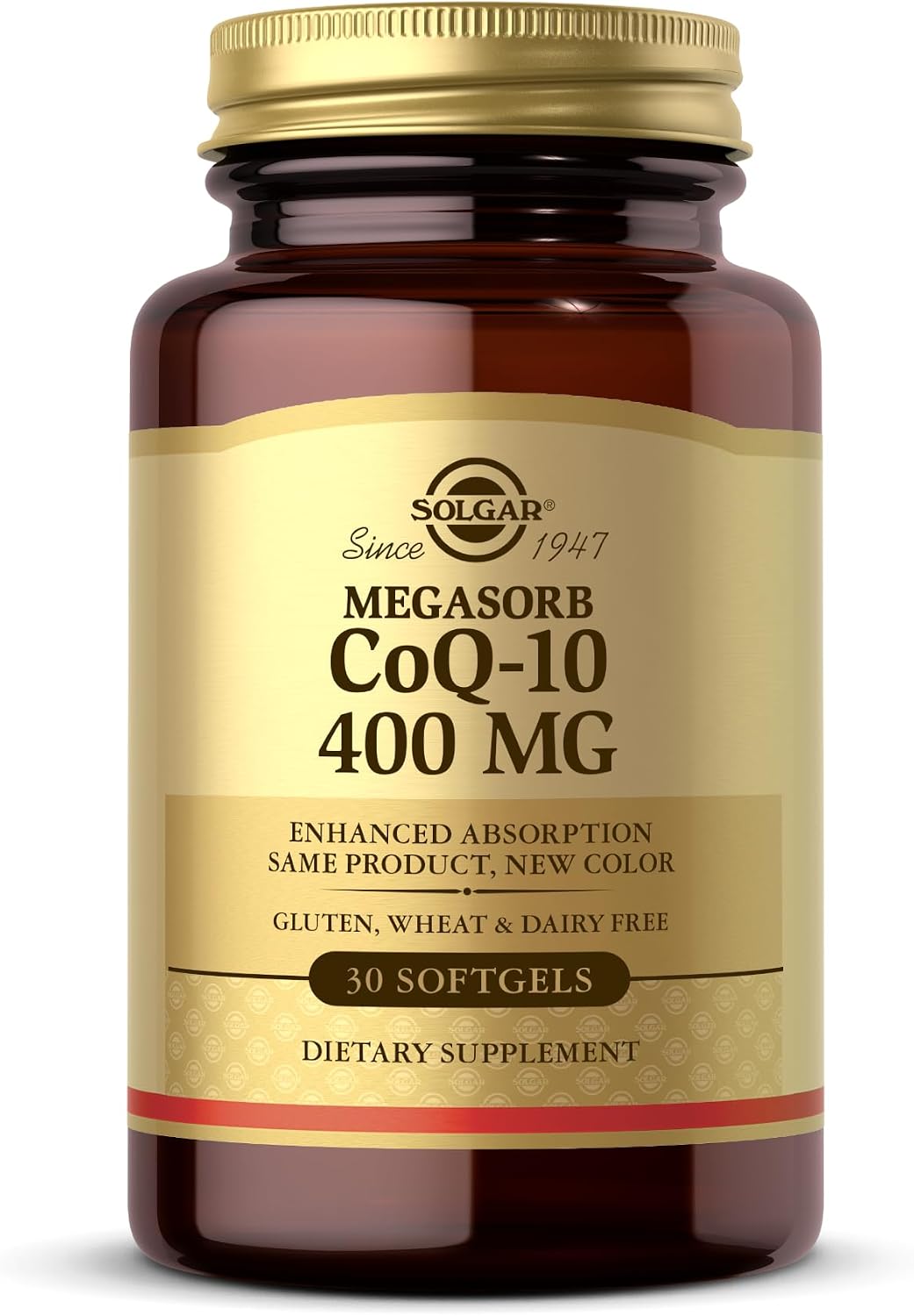 Solgar Megasorb CoQ-10 400 mg, 60 Softgels - Supports Brain Function | Coenzyme Q10 Supplement, Enhanced Absorption, Non-GMO, Gluten Free, Dairy Free - 60 Servings