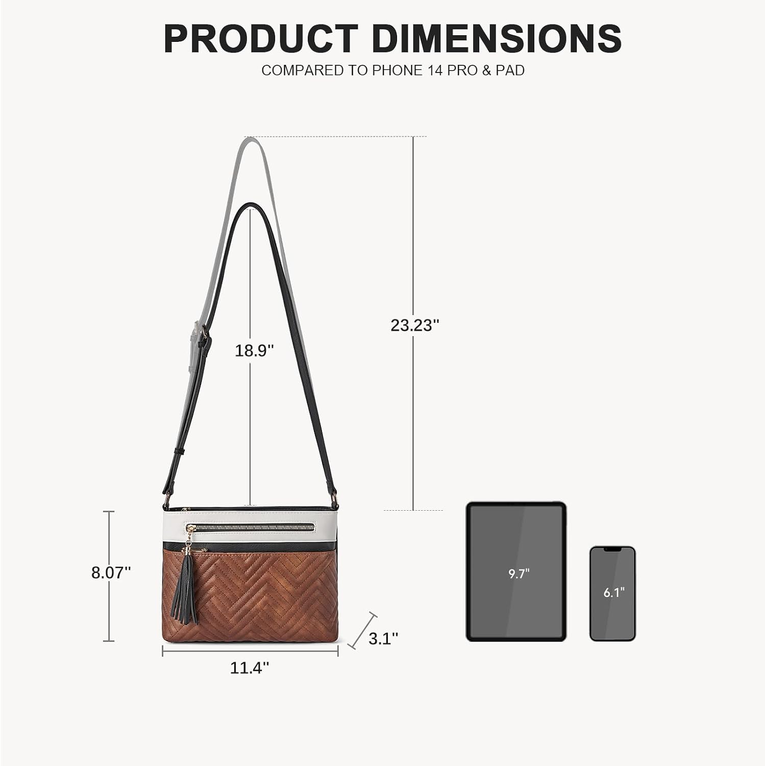 BOSTANTEN Crossbody Purses for Women Medium Shoulder Bag Quilted Handbags with Zipper Pocket