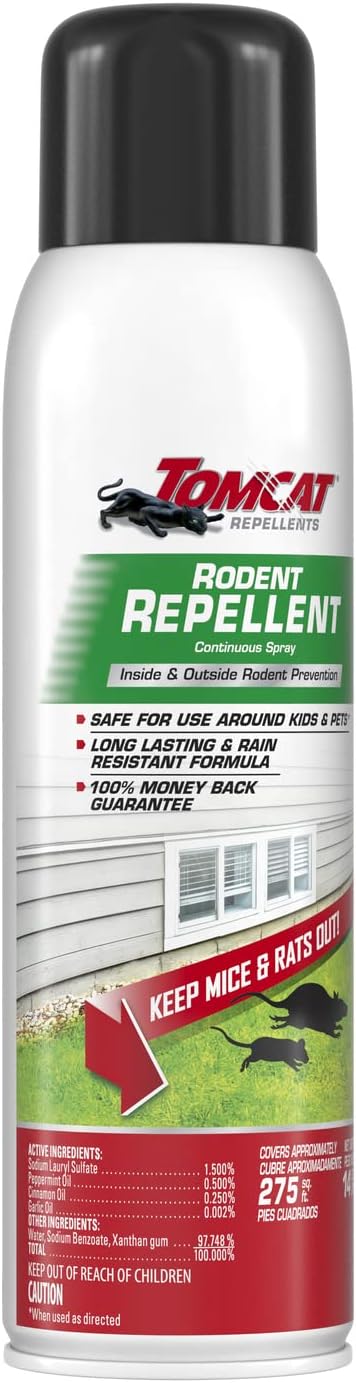 Tomcat Repellents Rodent Repellent Ready-to-Use with Comfort Wand, 1 gal. | For Indoor and Outdoor Mouse and Rat Prevention, Peppermint Oil Spray for Rodents with Cinnamon & Garlic Essential Oils