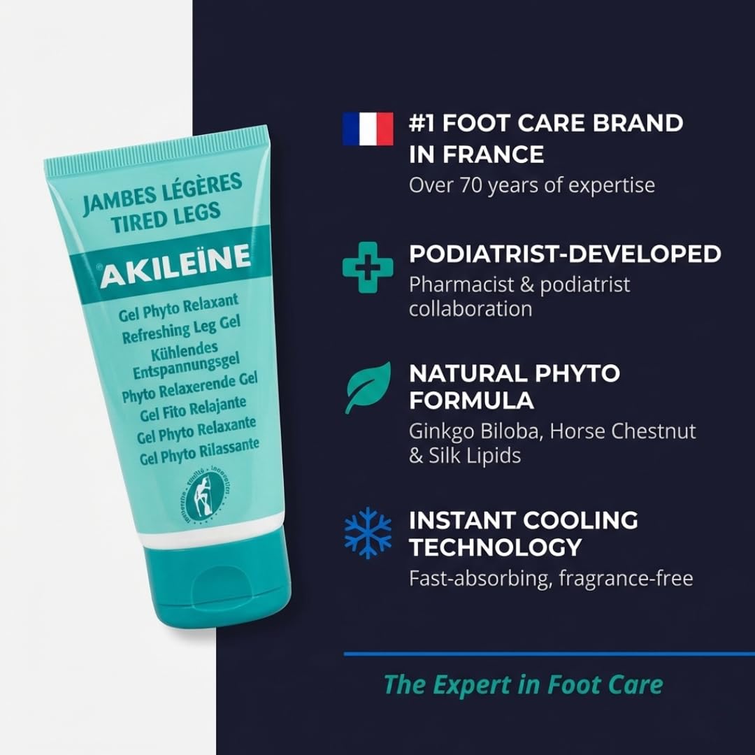 AKILEINE Refreshing Leg Gel 150ml for Tired Legs | Muscle Soreness Gel | Reduces Swelling | Circulation Aid | Leg Relief