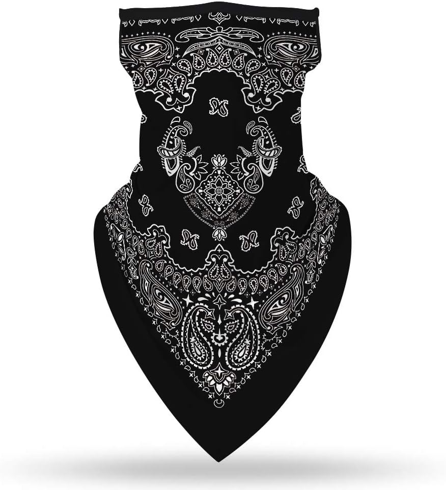 YAYOUREL Neck Gaiter Face Mask Bandanas for Men Women UV Face Scarf Cover Ear Loop Hole Facemask for Fishing Running Cycling