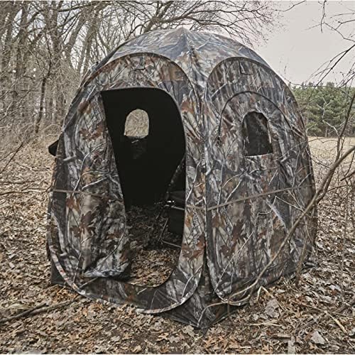 Guide Gear HuntRite Deluxe 4-Panel Spring Steel Hunting Blind; 2 Person Ground Tent for Deer and Turkey Season