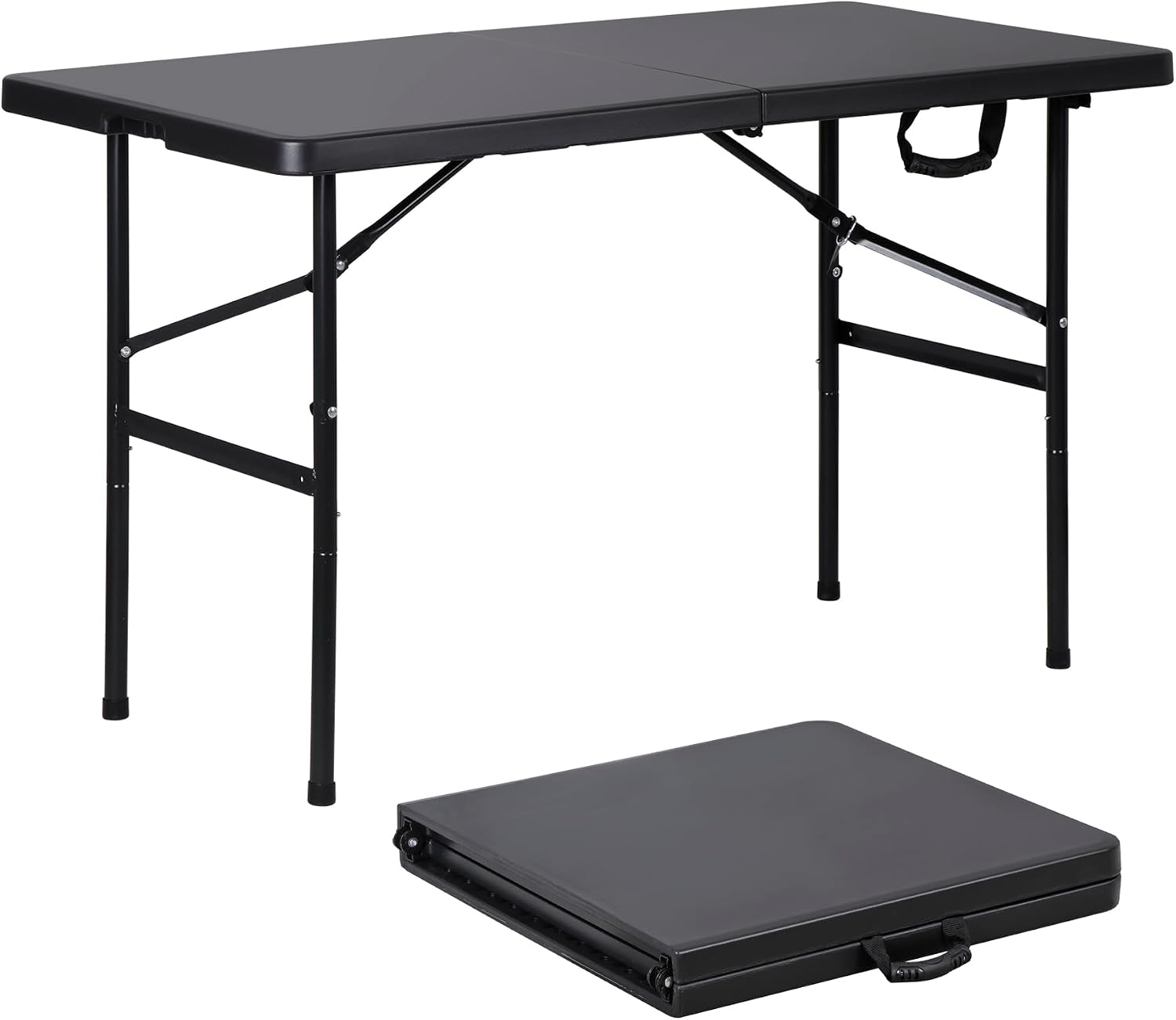 ZENY 6ft Folding Table, Portable Picnic Table, Plastic Table for Indoor Outdoor Picnic, Party, Camping, Heavy Duty Fold-up Table with Handle, White
