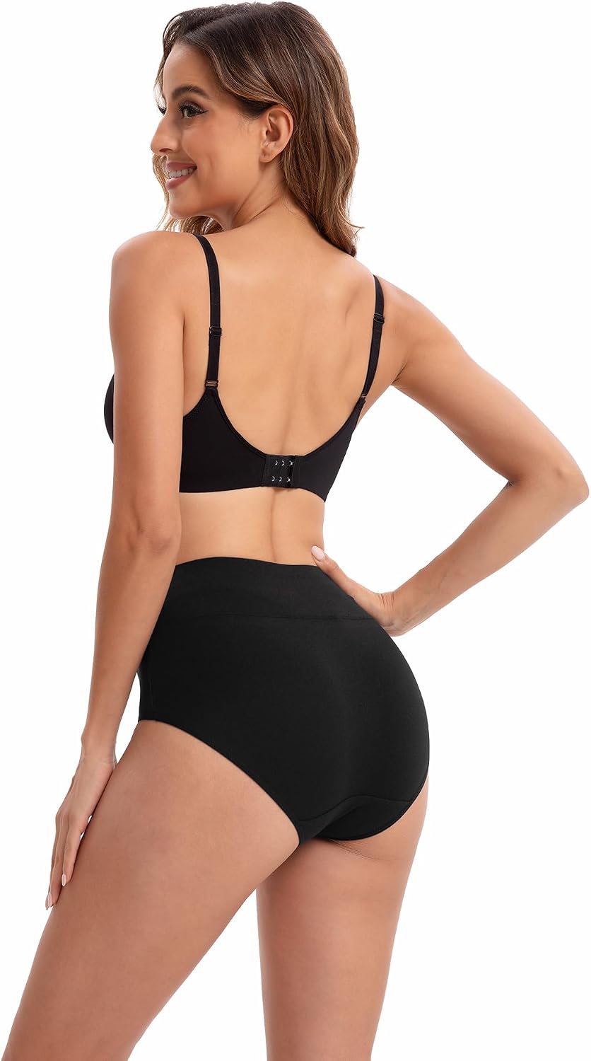 INNERSY Women's High Waisted Underwear Cotton Panties Regular & Plus Size 5-Pack