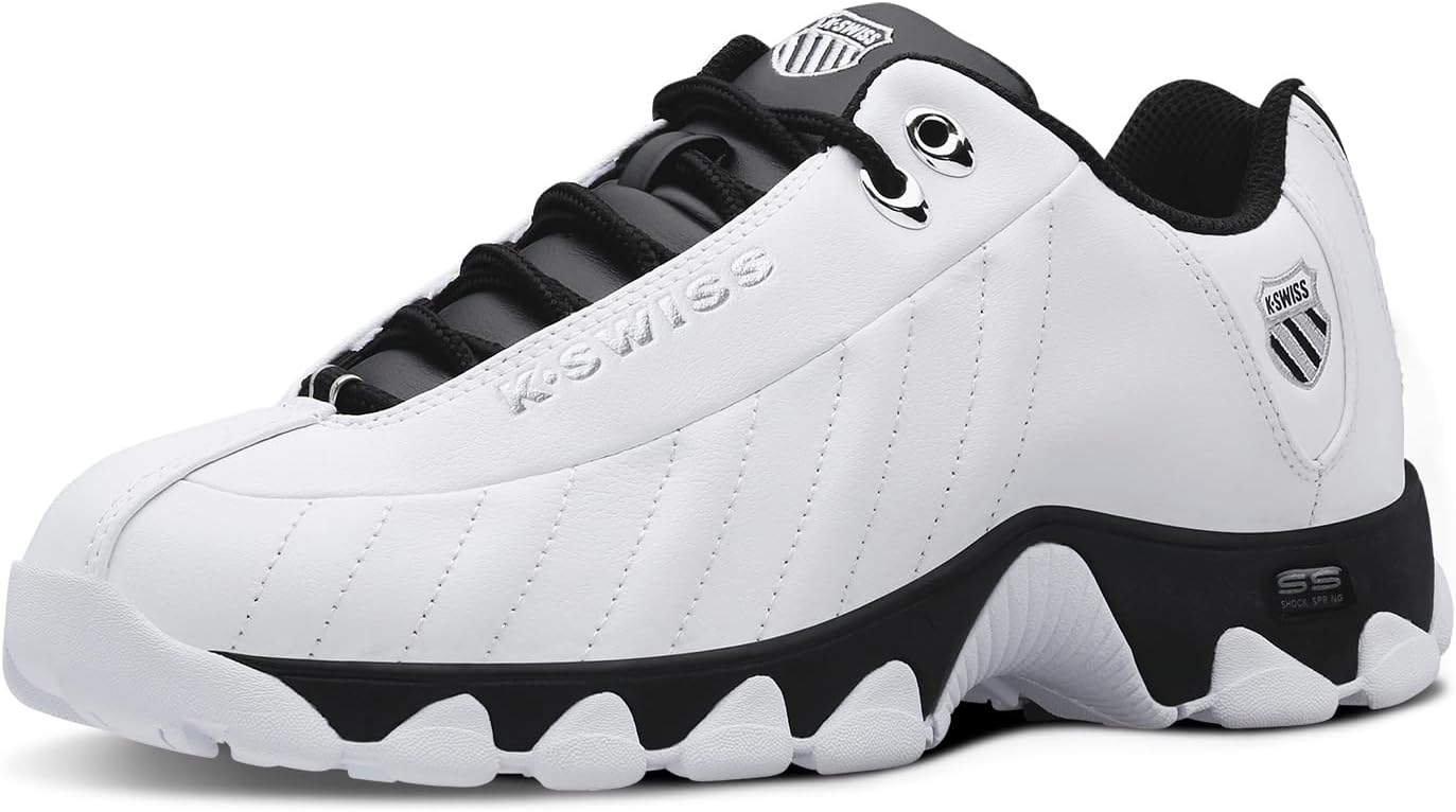 K-Swiss Men's ST329 CMF Sneaker, Wide Tennis Walking Shoes Leather Upper | Court Inspired, Tennis Heritage, Comfort Soft Cushioning, Arch Support, Wide Feet Fit, Chunky Silhouette, Classic Style.
