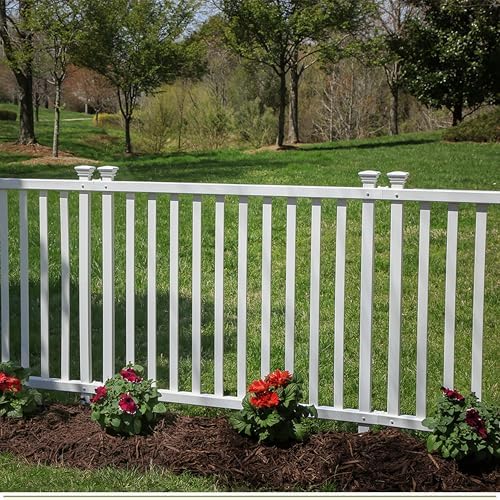 Zippity Madison Picket Fence Panels, White Vinyl DIY No Dig Kit | 2.5ftH x 2.3ftW, White, 2 Panels, Garden Border or Yard Enclosure, ZP19001