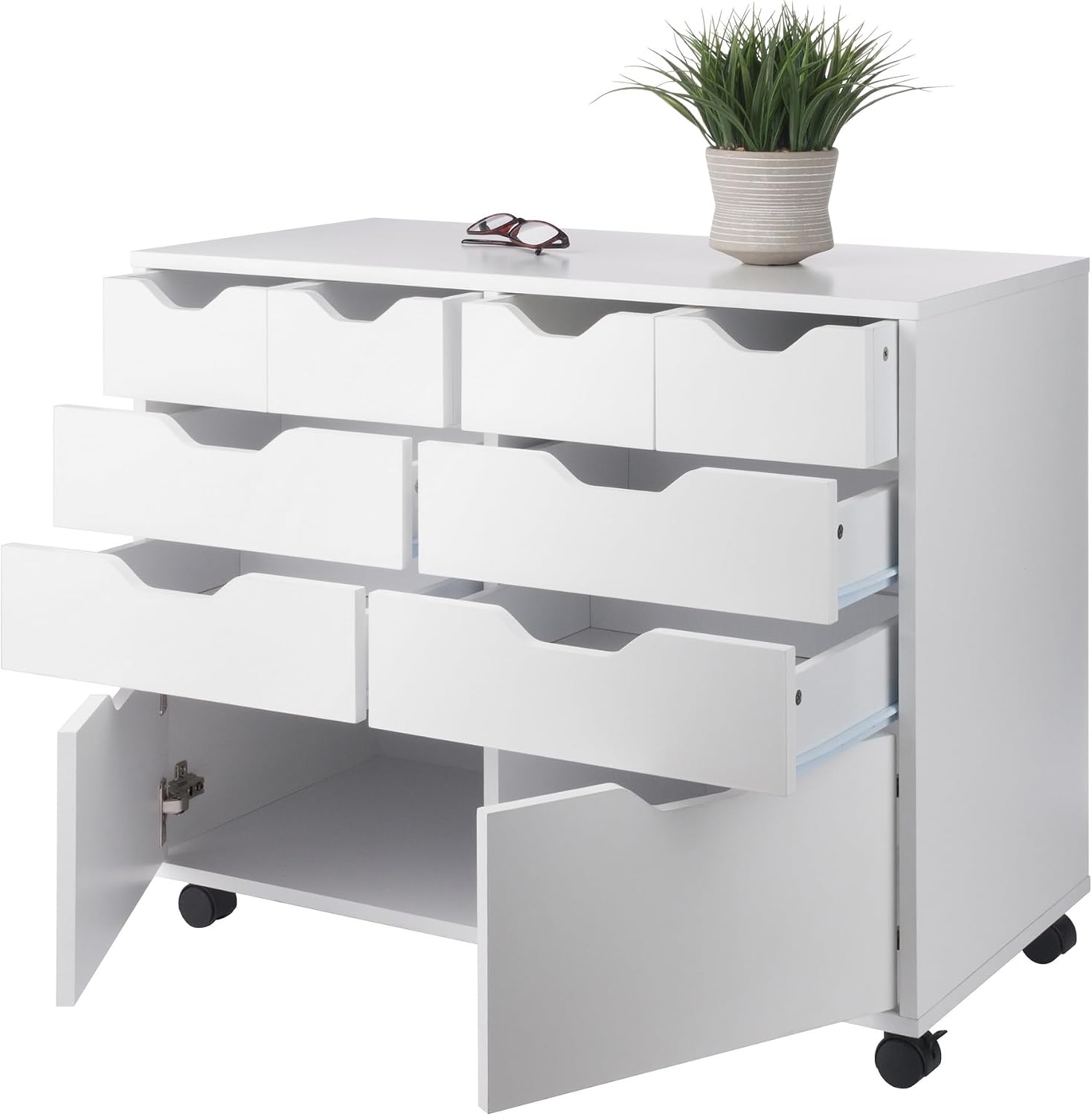 Winsome Halifax Mobile Storage Cabinet with Doors & Drawers, Stylish & Functional Home Storage Cabinet for Filing, Kitchen Organization, Moveable Furniture for Office, Dorms, Apartments