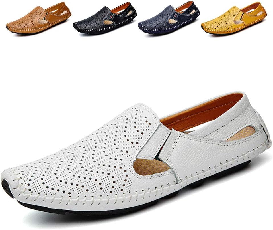 Men's Driving Shoes Leather Slipper Casual Slip on Loafers | Top Grain Leather Upper, Moccasin Toe, Slip-on, Traction Rubber Outsole, Mens Dress Shoes, Mens Casual Loafers