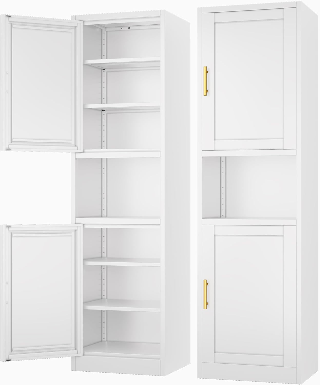Ckzbx Tall Narrow Storage Cabinet 66.93" H Tall Bathroom Cabinet Metal Pantry Cabinets, 4 Adjustable Shelves for Kitchen, Home Office, Living Room, Dinning Room (20 inches Wide White)