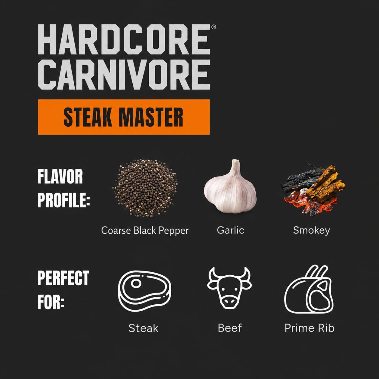 Hardcore Carnivore Black | All-Purpose Beef Seasoning Rub, 13oz Shaker