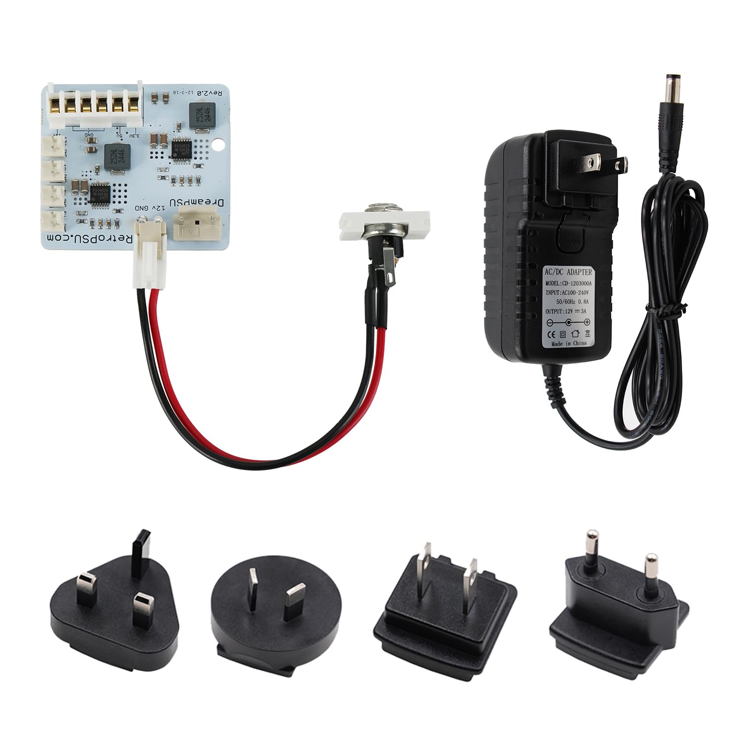 BITFUNX DreamPSU2.0 Power Supply 12V Replacement Kit - Fully Compatible with GDEMU, USB-GDRom and Original DreamCast GDROM Disc Drive