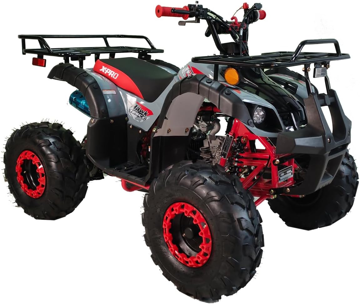 X-PRO 125cc ATV 4 Wheels Quad 125 ATV Quads with LED Lights, Big 19"/18" Tires!（Army Black）