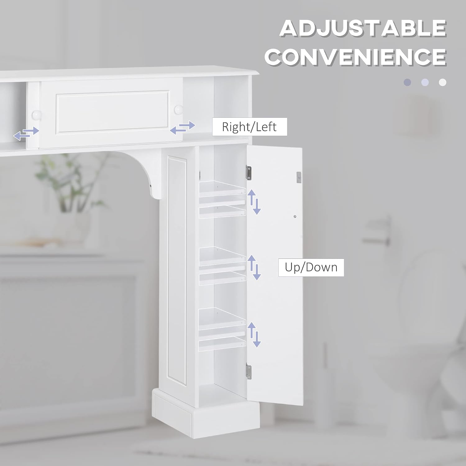 HOMCOM Over The Toilet Bathroom Cabinet Storage Cabinet White