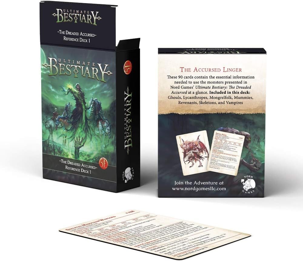 Dungeons and Dragons 5th Edition Deck of Cards – The Dreaded Accursed: Reference Deck 1 by Nord Games – 100 Cards - Games for Adults and Kids