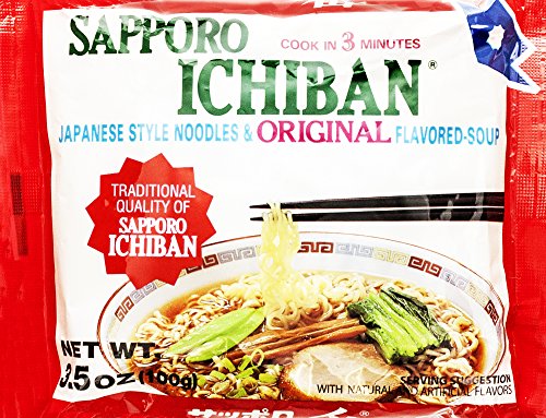 stickerless New [SAPPORO ICHIBAN] Ramen Noodles, Original Soy Sauce Flavor, No.1 Tasting Japanese Instant Noodles (3.5 Oz) (24 pouches)