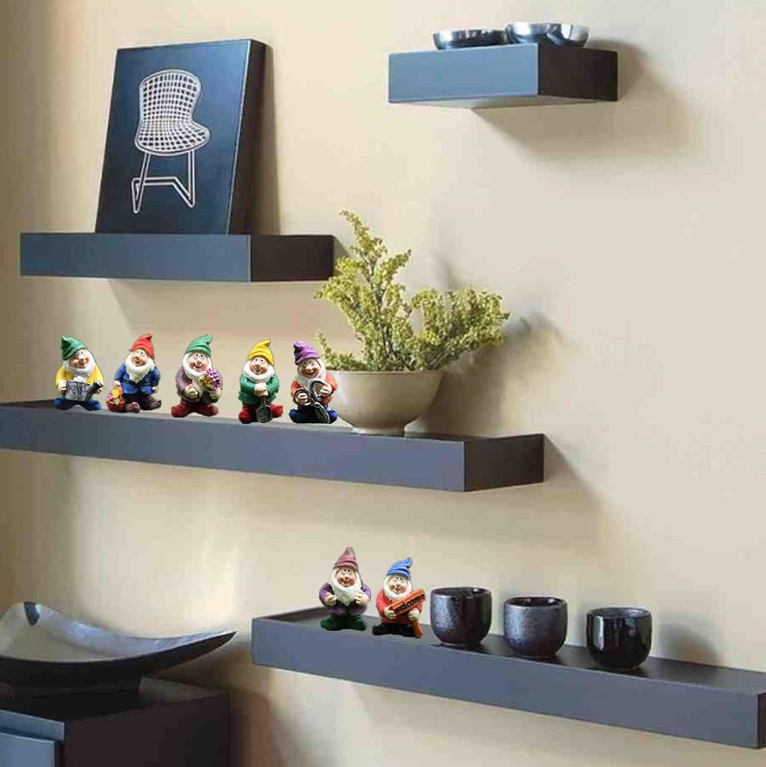 Fairy Garden Accessories Mini Gnome Resin Figurines Set 7Pcs