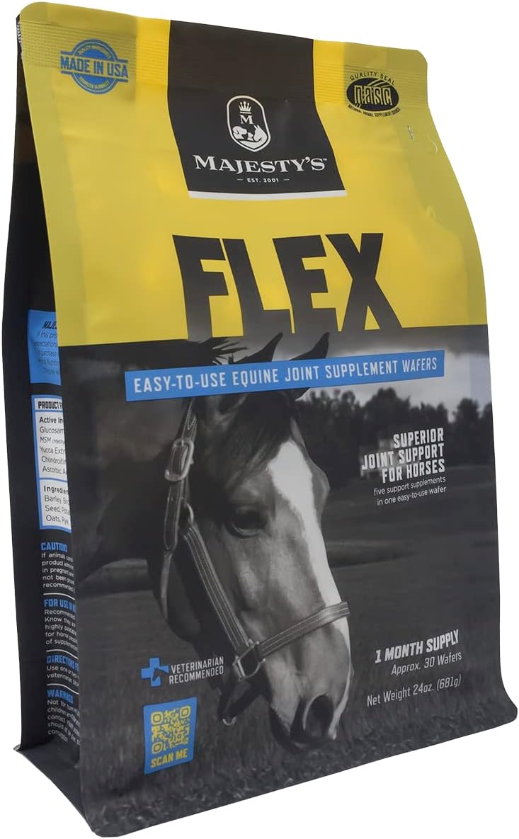 Majesty's Flex Wafers - Superior Horse/Equine Joint Support Supplement - Glucosamine, MSM, Chondroitin, Yucca, Vitamin C (Regular, 2 Pack (120 Count Total))
