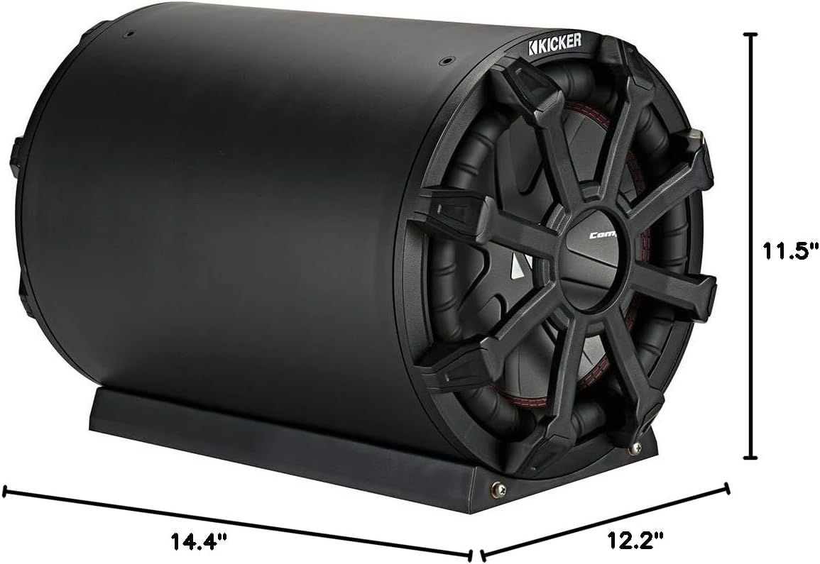 KICKER 46CWTB84 TB8 8-inch Loaded Weather-Proof Subwoofer Enclosure w/Passive Radiator - 4-Ohm, 300 Watt | Weatherproof loaded 8 inch powersports bass