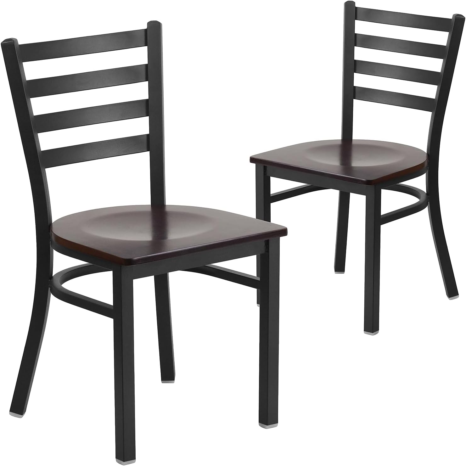 Flash Furniture Hercules Series Commercial Ladder Back Restaurant Chairs, Modern Lightweight Metal Dining Chairs with Padded Seats, Set of 2, Black