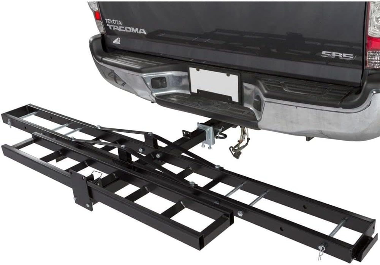 Black Widow Steel Motorcycle Carrier with Ramp for 2-Inch Receiver, 500 lb Capacity - Hitch-Mounted Dirt Bike and Scooter Hauler with Grit-Coated Track and Anti-Rattle Device for SUVs and Trucks
