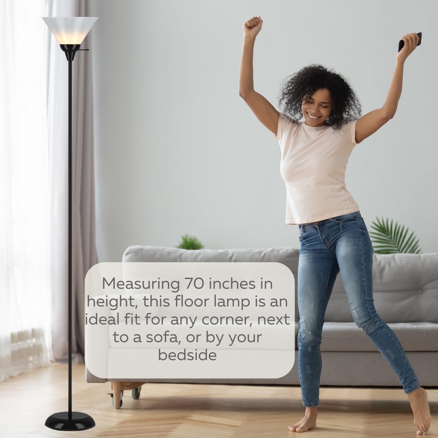 Mary Floor Lamp by Light Accents – Standing Lamp for Living Rooms – Torchiere Pole Light – LED-Compatible Floor Lamp – Modern Bedroom