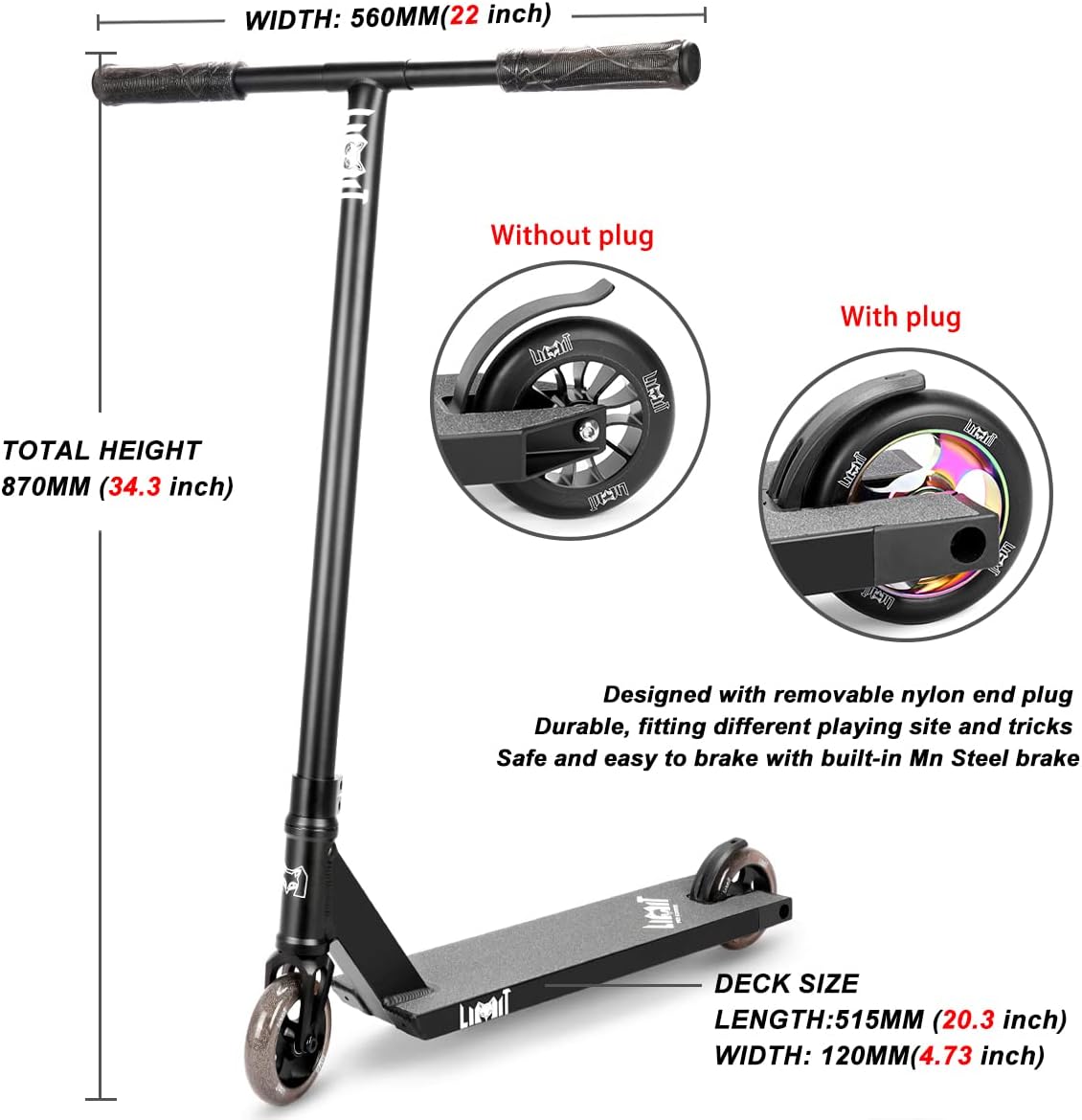 LMT69 Professional Scooter-Trick Scooter-Intermediate Beginner Stunt Scooter Suitable - Children, Teenagers Adults 8 Years Old Above