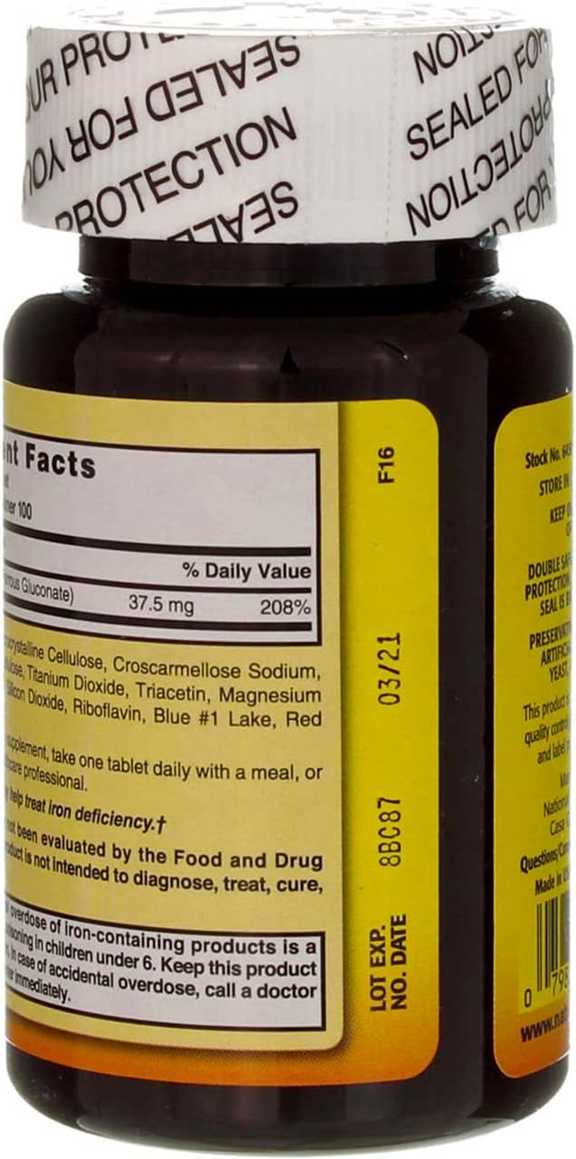 Nature's Blend Ferrous Gluconate Tablets, 100 Count
