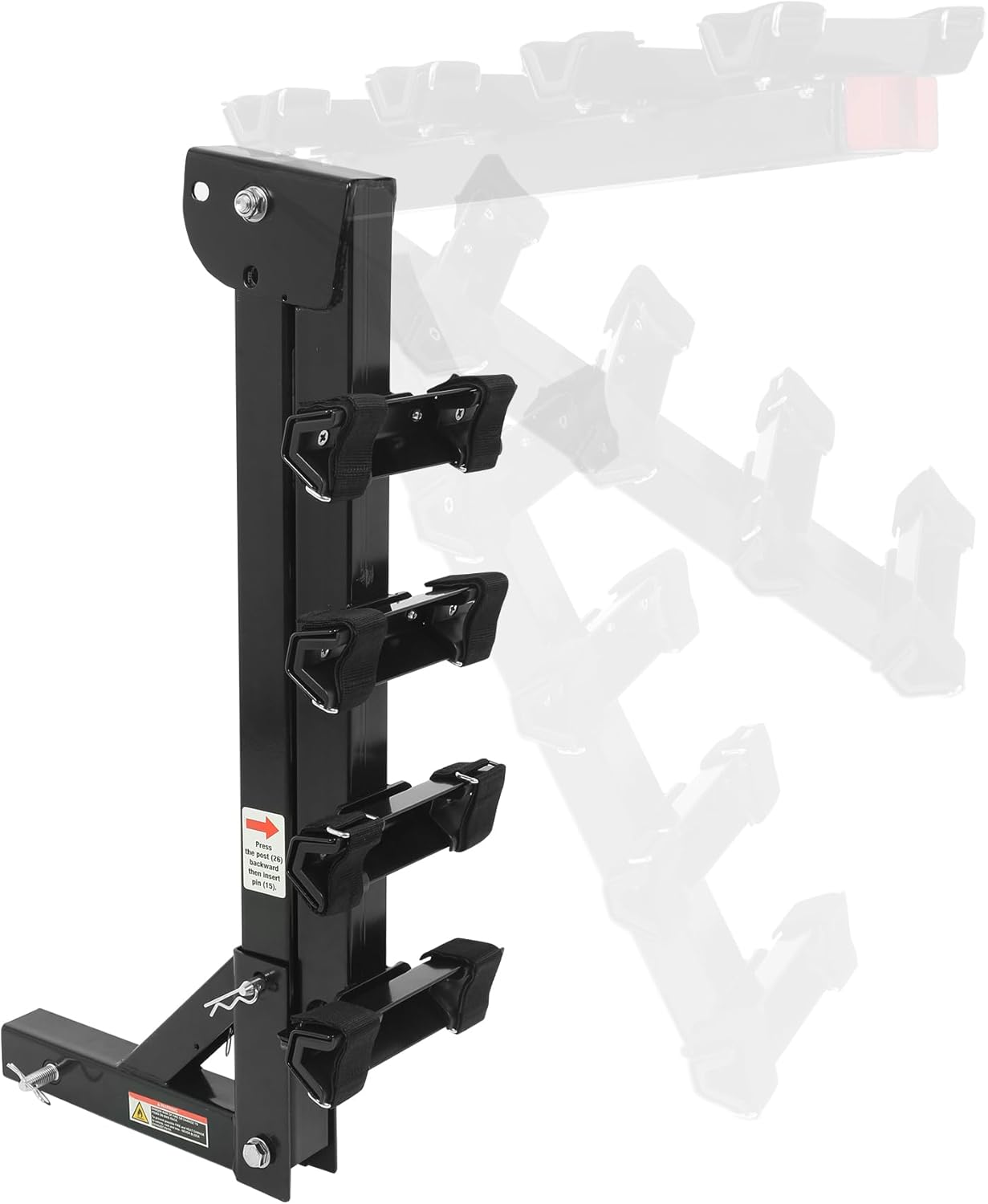 MaxxHaul Hitch Mount 4 Bike Rack 150 lb Capacity Heavy‑Duty Swing Down Design Fits Cars Trucks SUVs and Minivans with Safety Reflector Easy