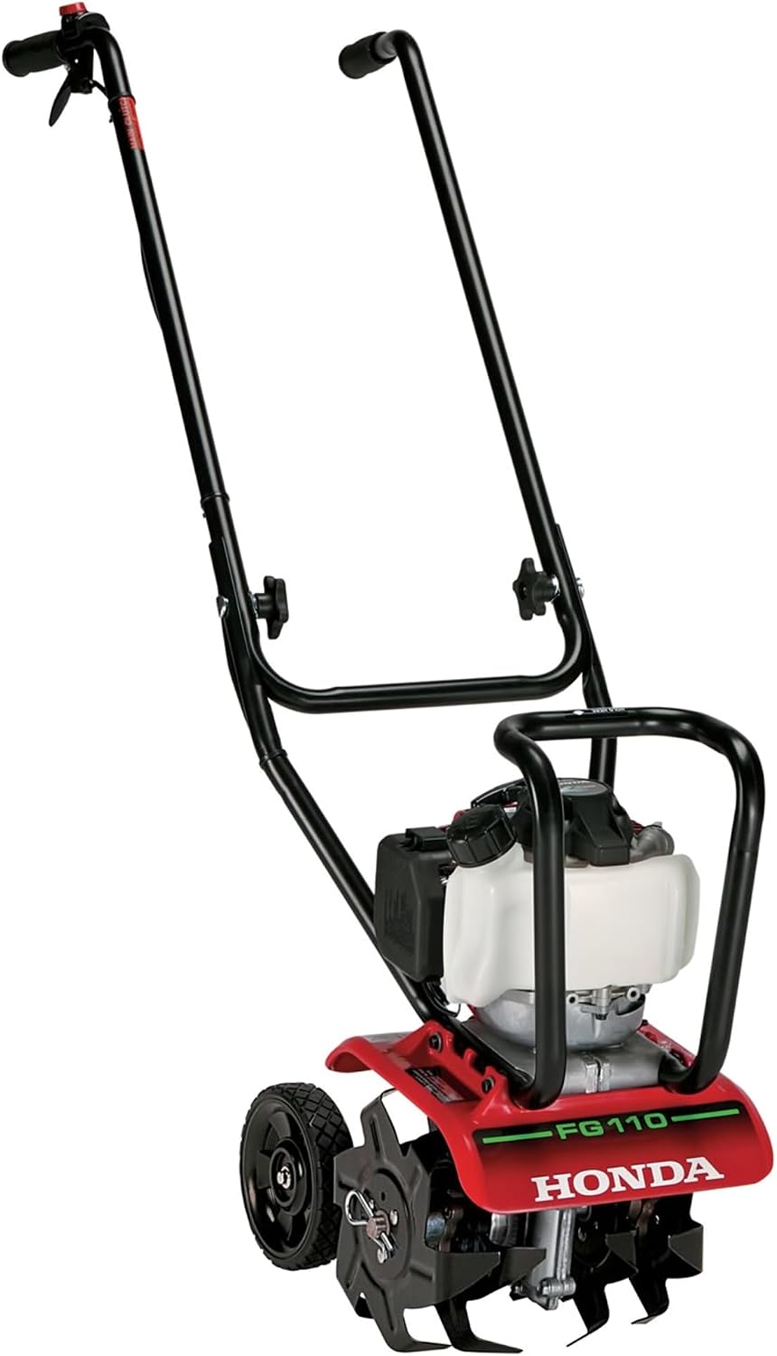 Honda FG110 Mini Tiller Cultivator (FG110KiAT) | 6- to 9-Inch Tilling Width, Break New Ground or Prep Soil, Gas Engine, Adjustable Depth Bar