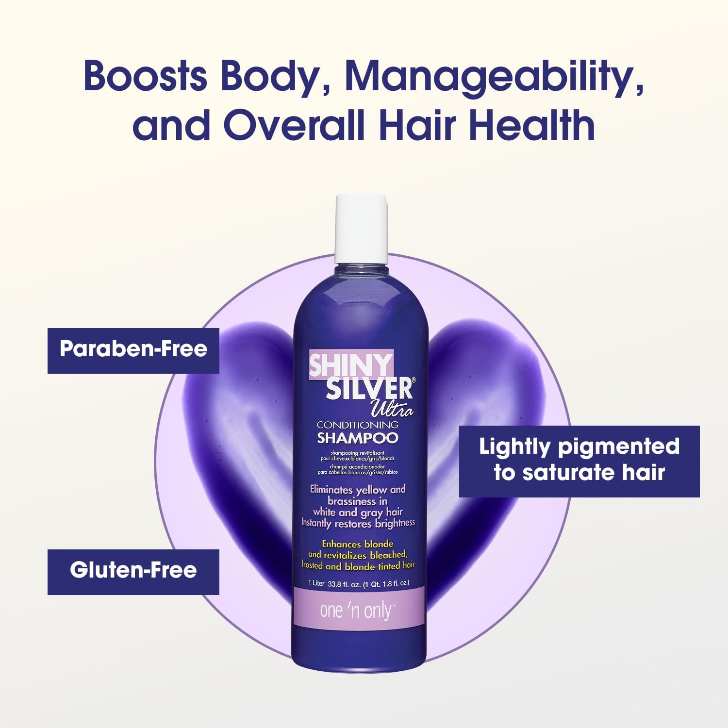 One 'n Only Shiny Silver Purple Shampoo & Blonde Hair Toner, 33.8 oz