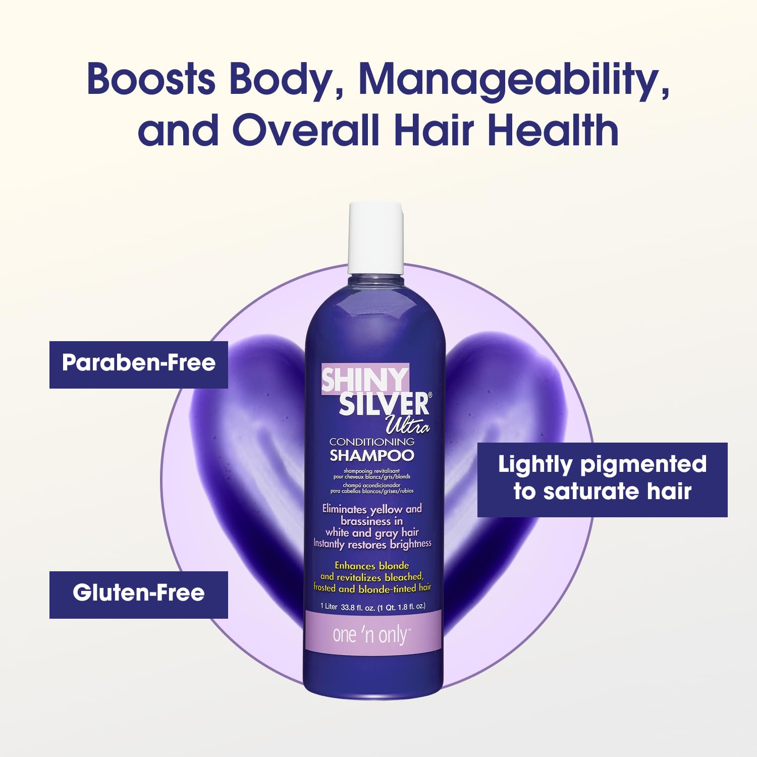 One 'n Only Shiny Silver Purple Shampoo & Blonde Hair Toner, 33.8 oz
