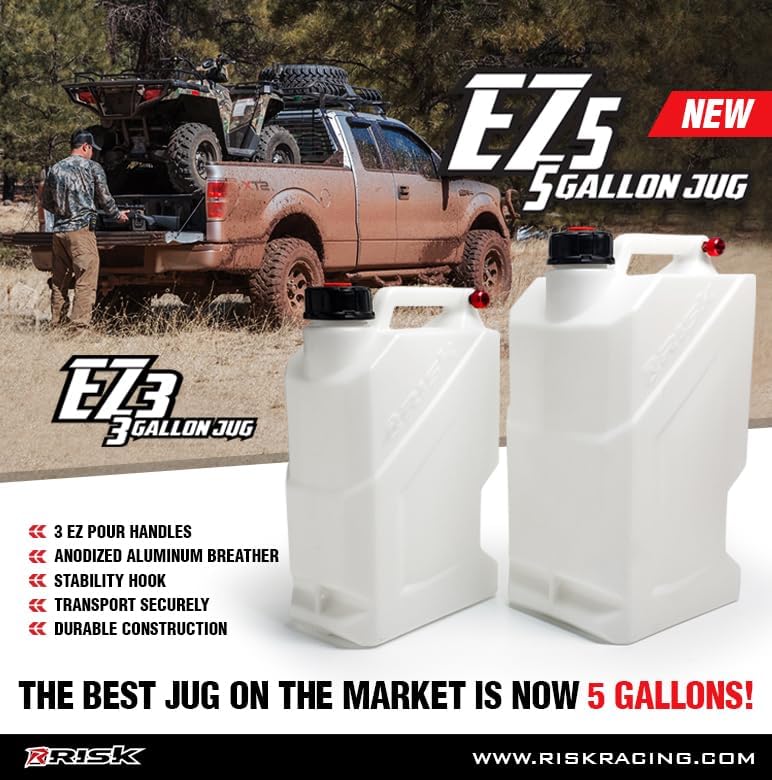 Risk Racing (00389) EZ5-5 Gallon Utility Jug (No Hose Bender or Floor Mount) White