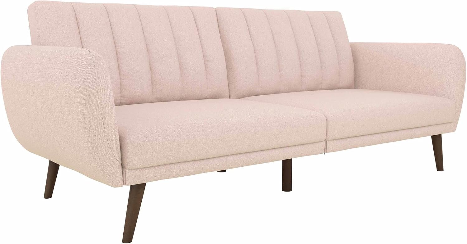 Novogratz Brittany Futon Sofa Bed and Couch Sleeper, Camel Faux Leather