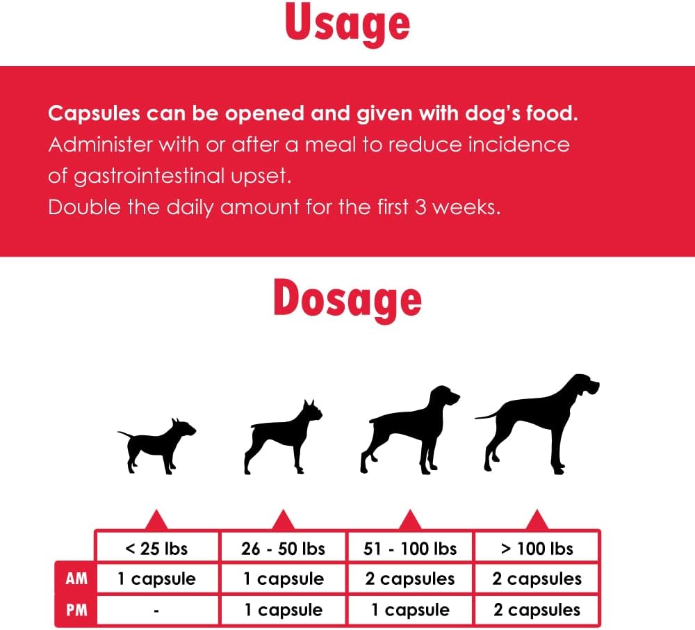Double Strength (DS) Capsules for Dogs, Glucosamine, Chondroitin, Vitamins and Antioxidants
