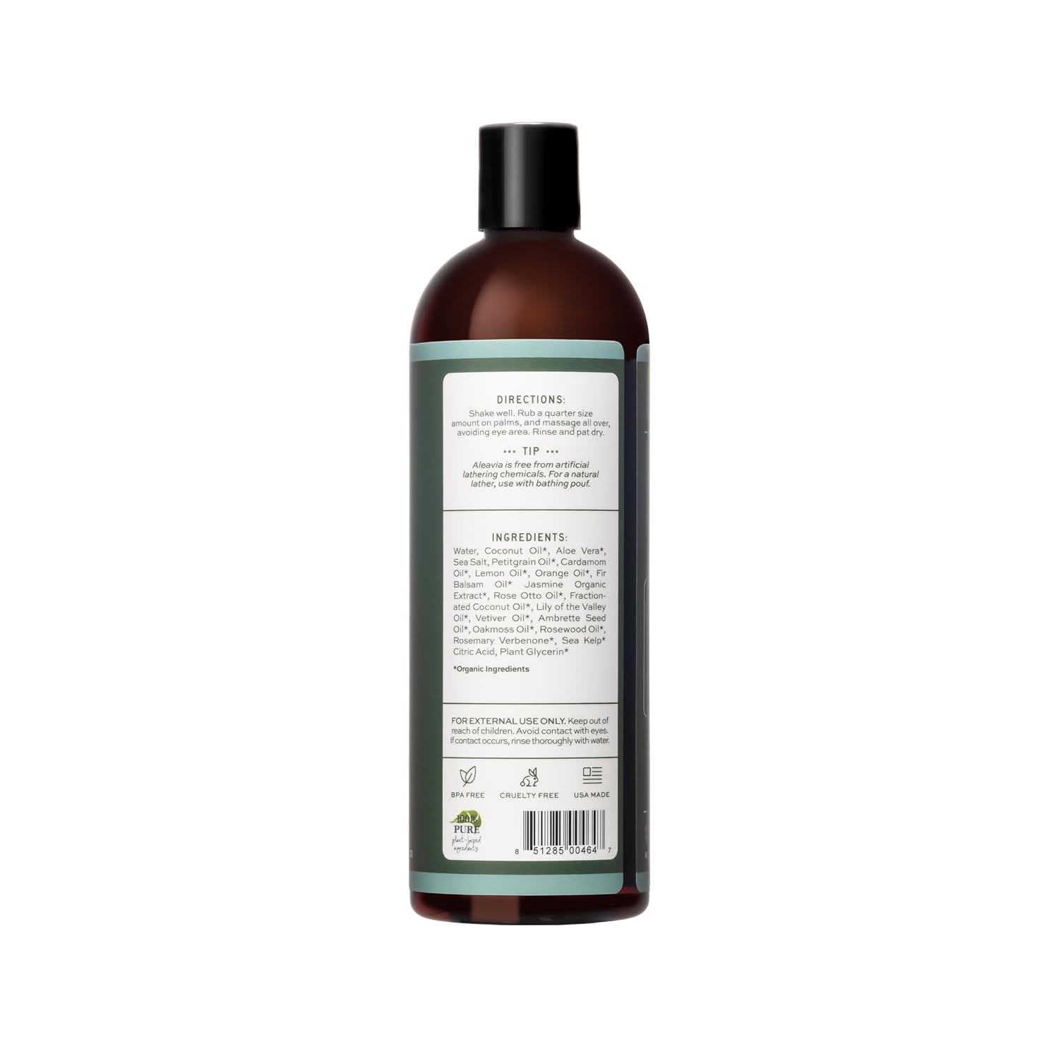 Aleavia Body Cleanse – Organic & All-Natural Prebiotic Body Wash – Fragrance-free and Sulfate-Free Enzymatic Body Cleanser – 16 Oz.