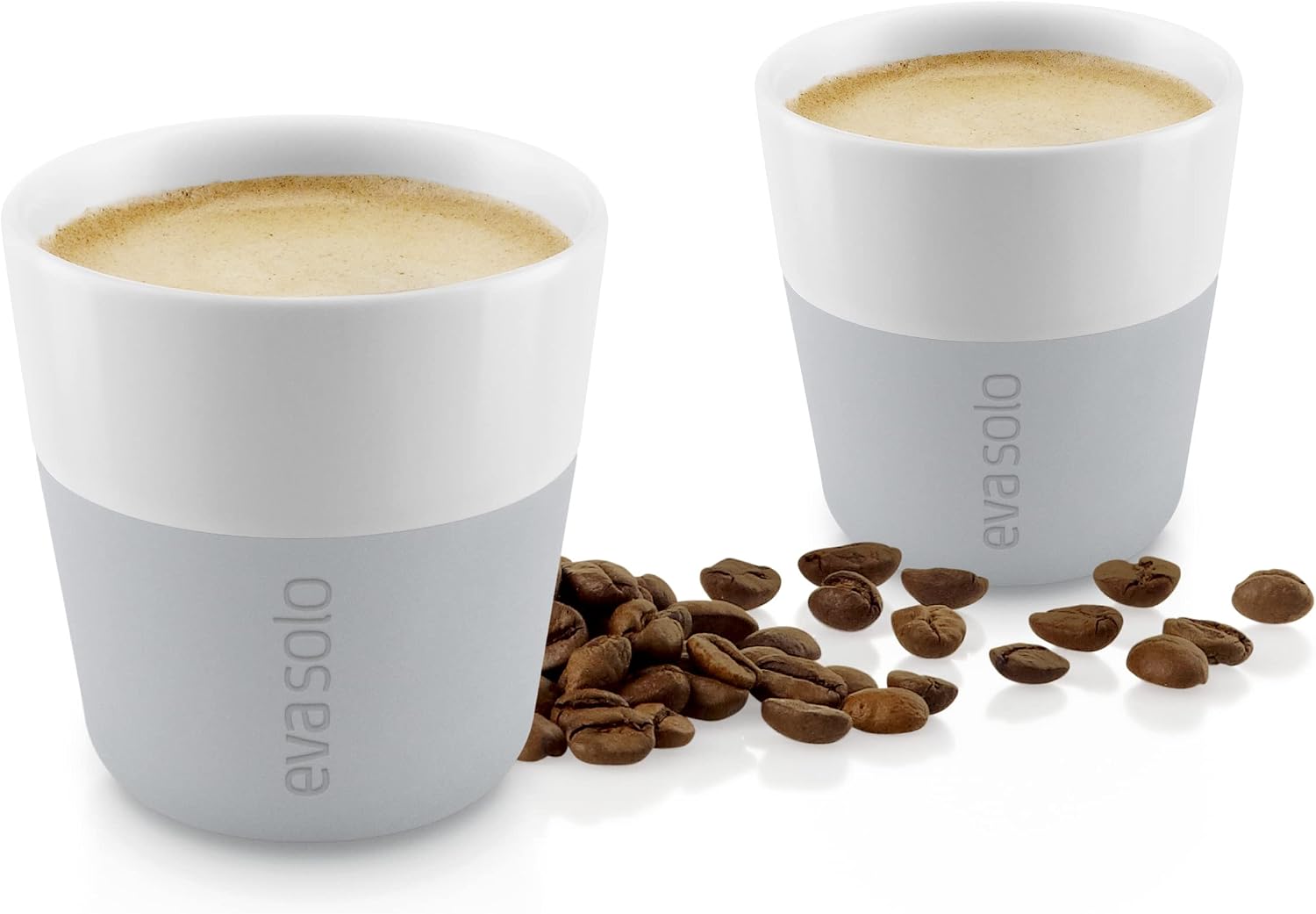 Eva Solo | 2 Lungo Tumbler Mugs | 8 oz Porcelain Coffee Cup Tumblers with Silicone-coated Grip | Danish Design, Functionality & Quality | Black