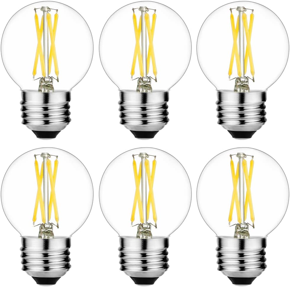 Litehistory e12 led bulb dimmable g16.5 Light Bulb 4W Equal 40 Watt 400lm AC120V e12 Candelabra Bulb 40 Watt for Chandeliers,Ceiling Fan,Vanity Warm White 2700K Globe candelabra Light Bulb 6Pack