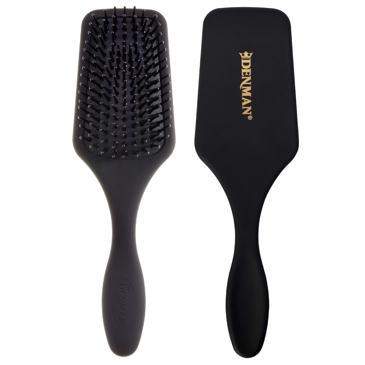 Denman (Black) Mini Paddle Cushion Hair Brush for Blow Drying, Detangling & On the Go Travel - Comfortable Styling