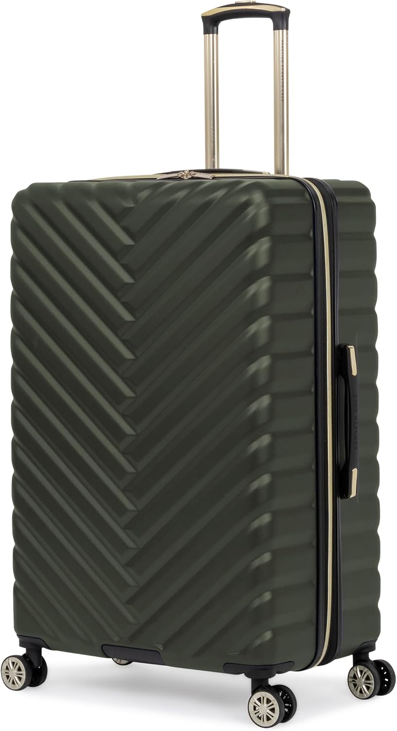 Kenneth Cole REACTION Madison Square Lightweight Hardside Chevron Expandable Spinner Luggage, Black, (28-Inch Checked)