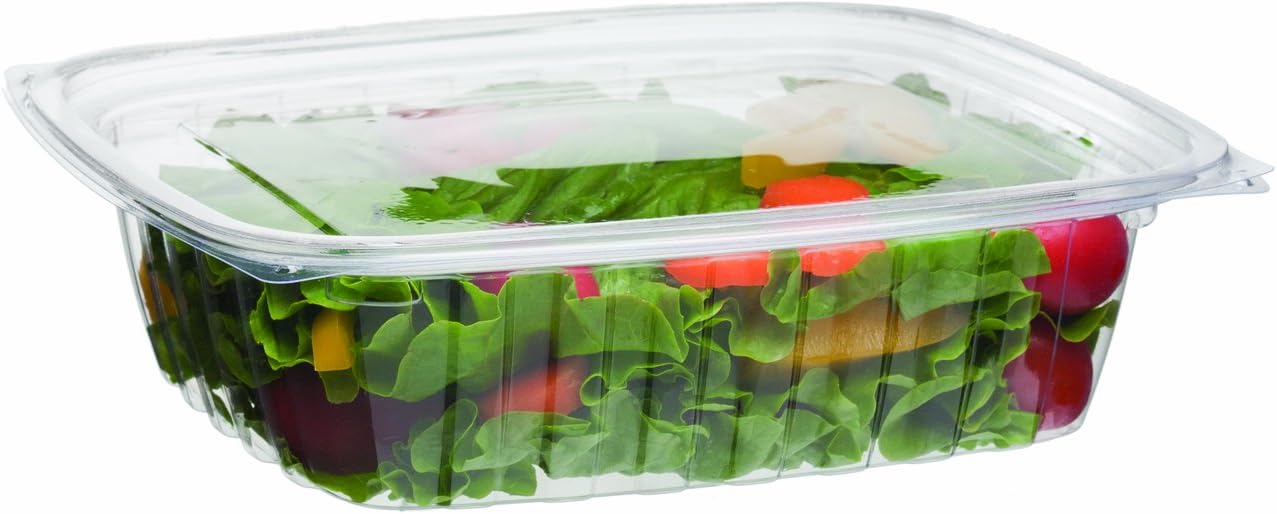 Eco-Products EPRC32 Renewable & Compostable Rectangular Deli Containers - 32oz., 50 Per Pack (Case of 4 Packs), clear