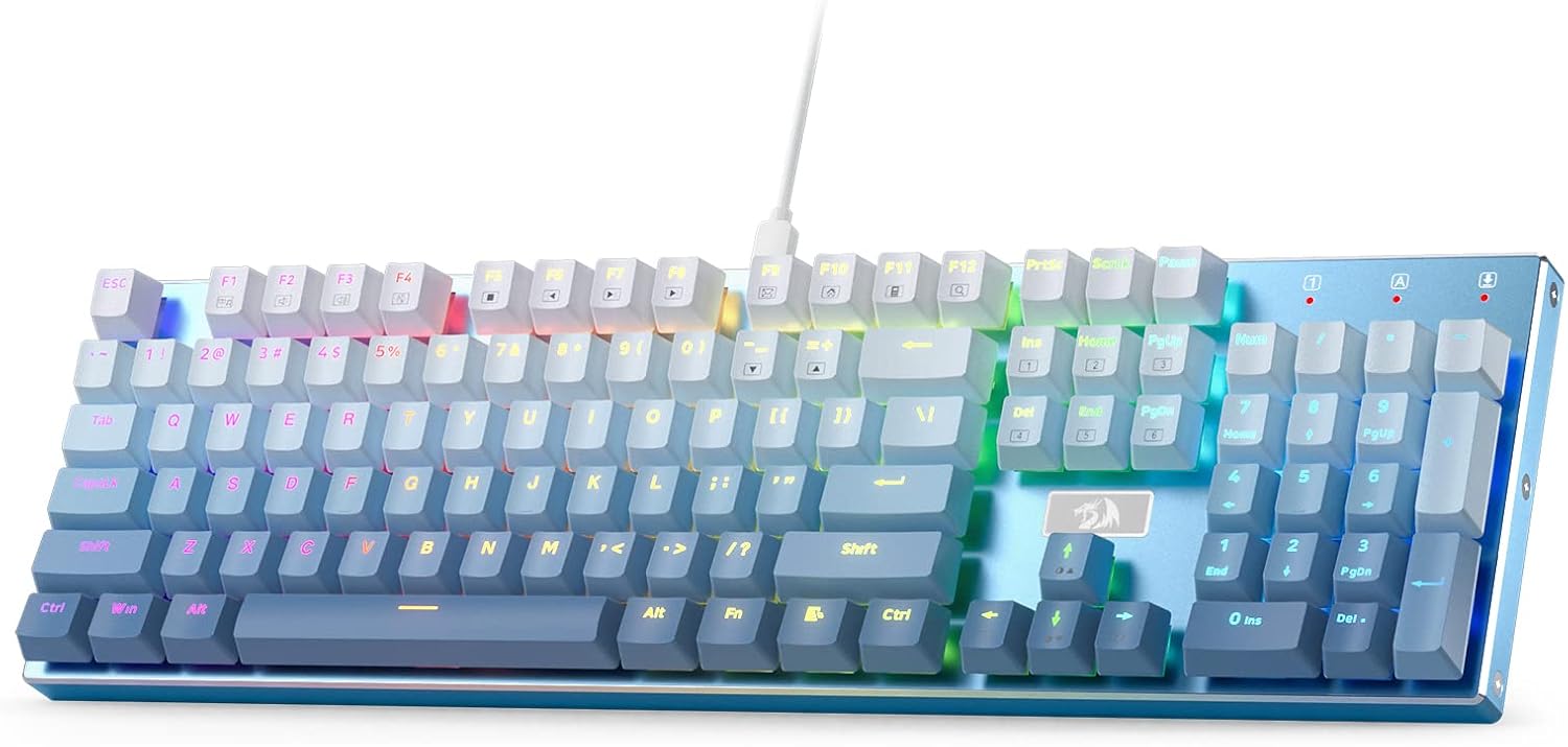 Redragon K556 Wired RGB Mechanical Gaming Keyboard, 104-Key Aluminum Board | Rock-Solid Metal Build, 20 Backlits Immersive ESports Vibe, Hot-swap Comfortable Tactile Brown Switch for Long-Time Typing