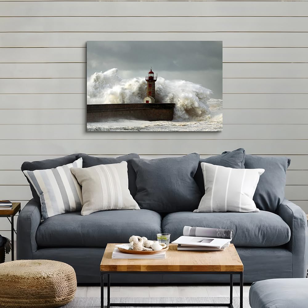 Hardy Gallery Ocean Wave Canvas Wall Art Coastal Decor 16x11 Inch