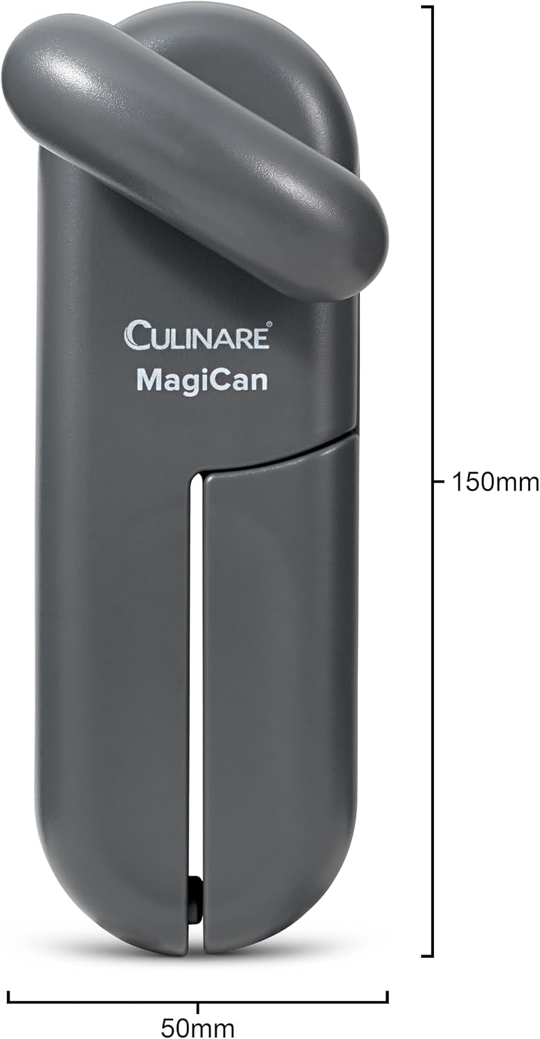 Culinare MagiCan, Manual Can Opener with Lid Release - Heavy Duty Lid Opener Kitchen Gadgets - Home Can Lid Opener Manual - Easy to Use Hand Held Effortlessly Open Cans, White, Stainless Steel